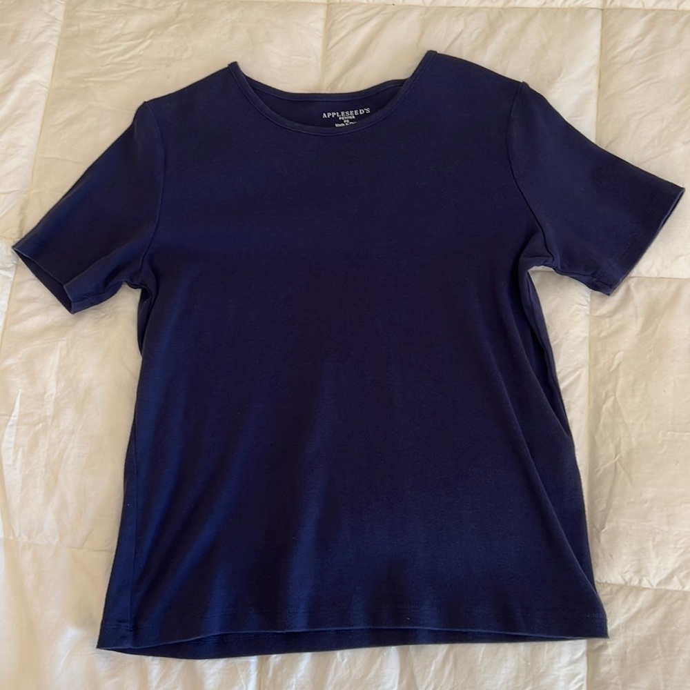 Appleseed’s 100% Cotton Basic Fitted Blue Tee Shirt